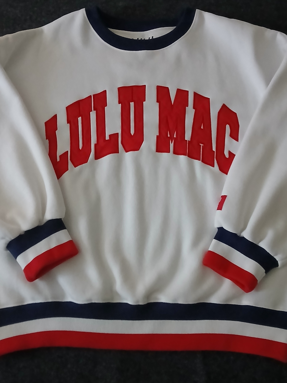 LULU MAC athletica White Pullover with Navy Trim